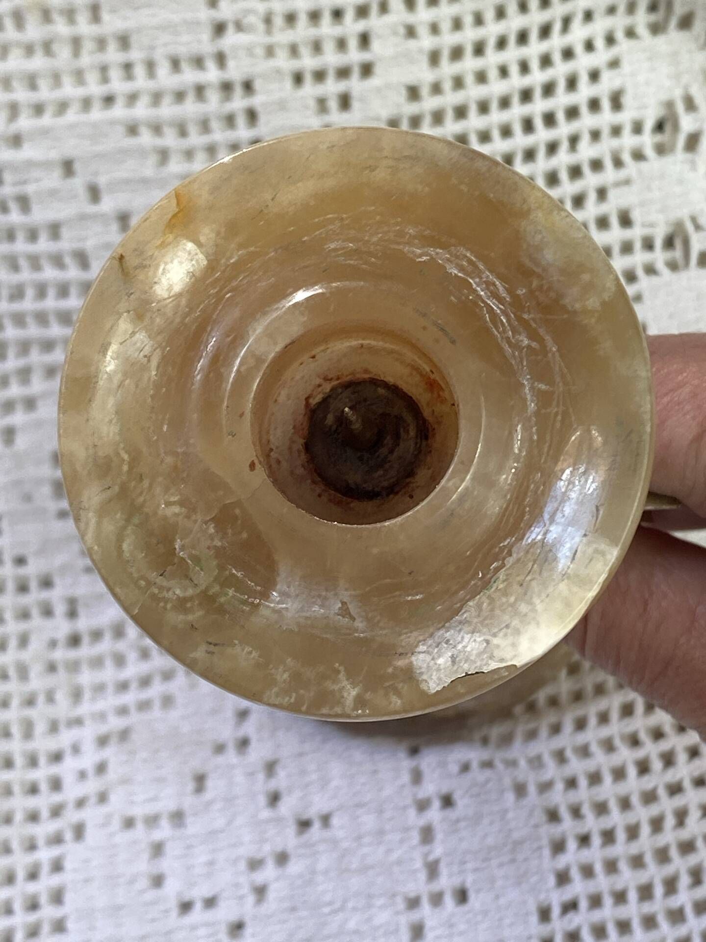 Brass and onyx candlestick