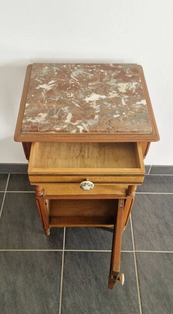 Louis Philippe style bedside table in cherry and ash wood