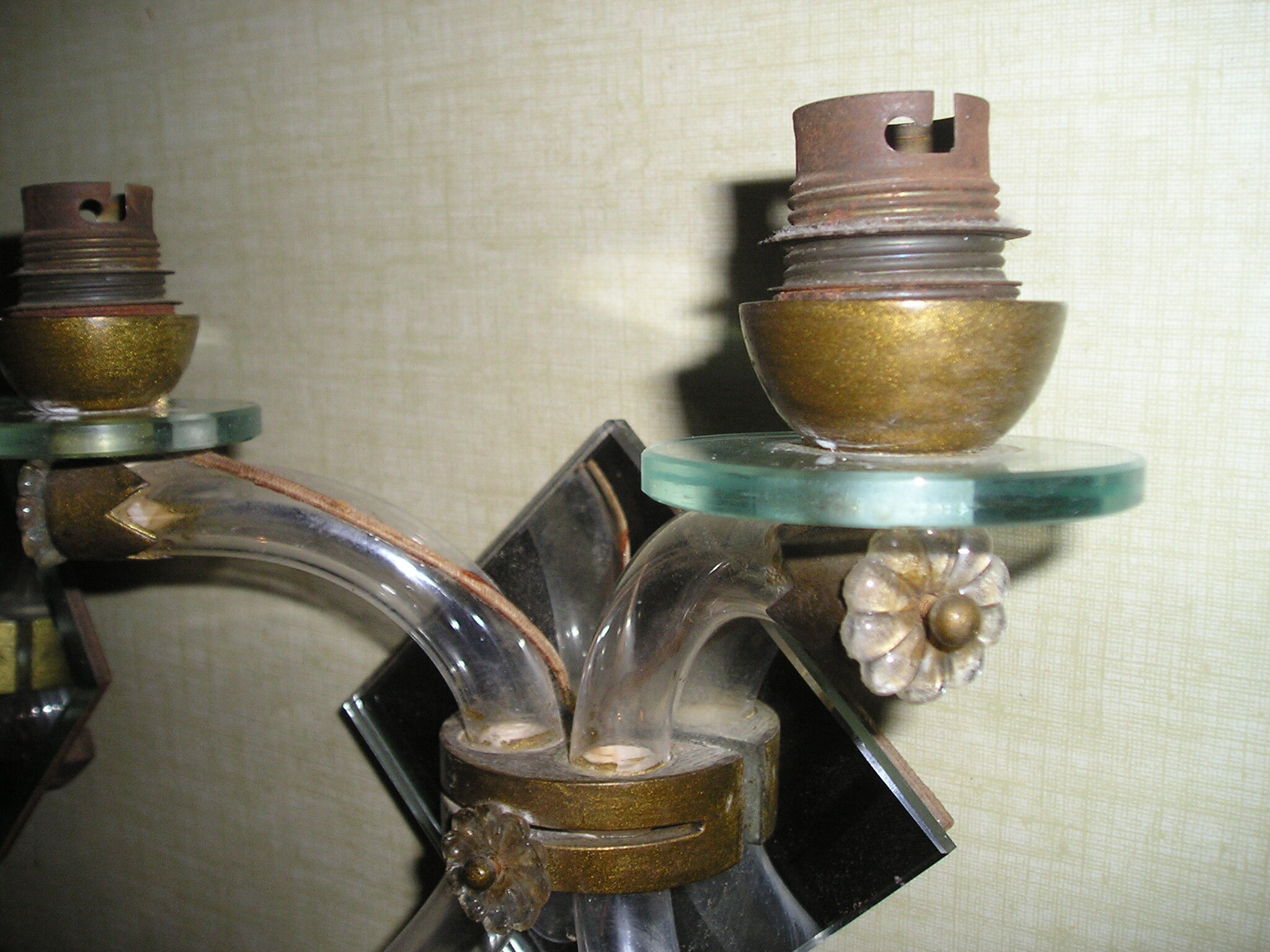 Pair of 1960/70 wall lights with 2 arms in murano glass