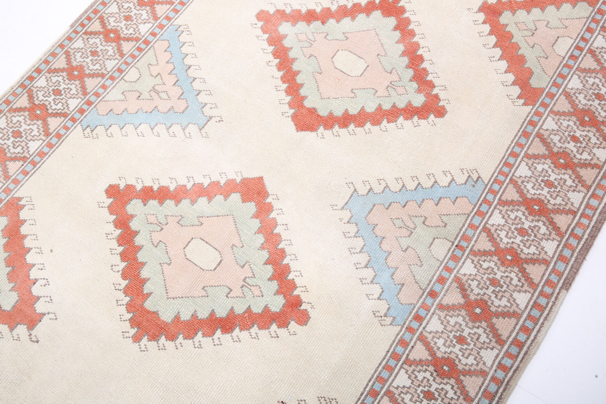 4x6 blue and beige handmade oushak rug