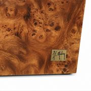 Vintage coffee table in elm burl signed Jean-Claude Mahey, 1970s.