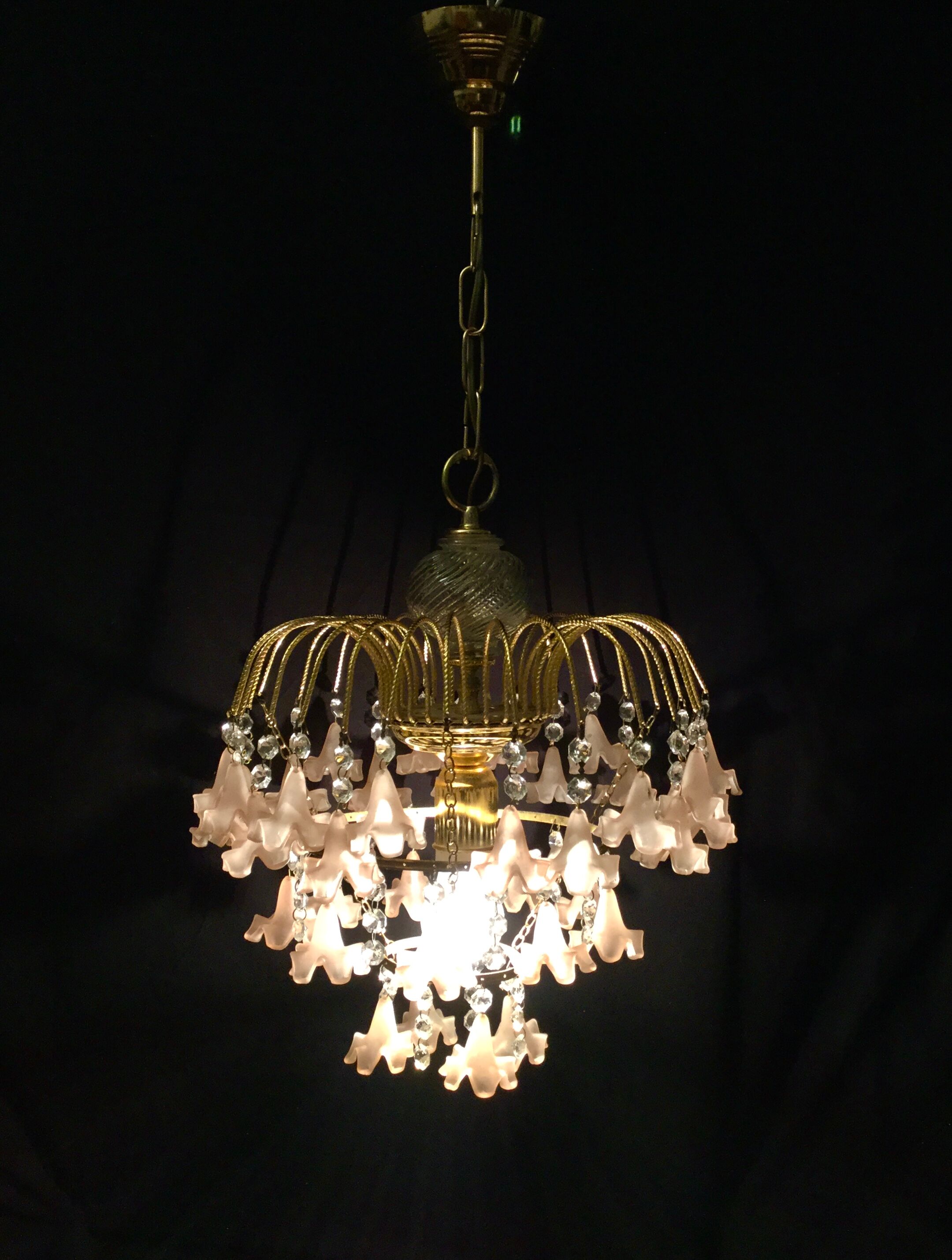 Pink stamps chandelier, 1970s