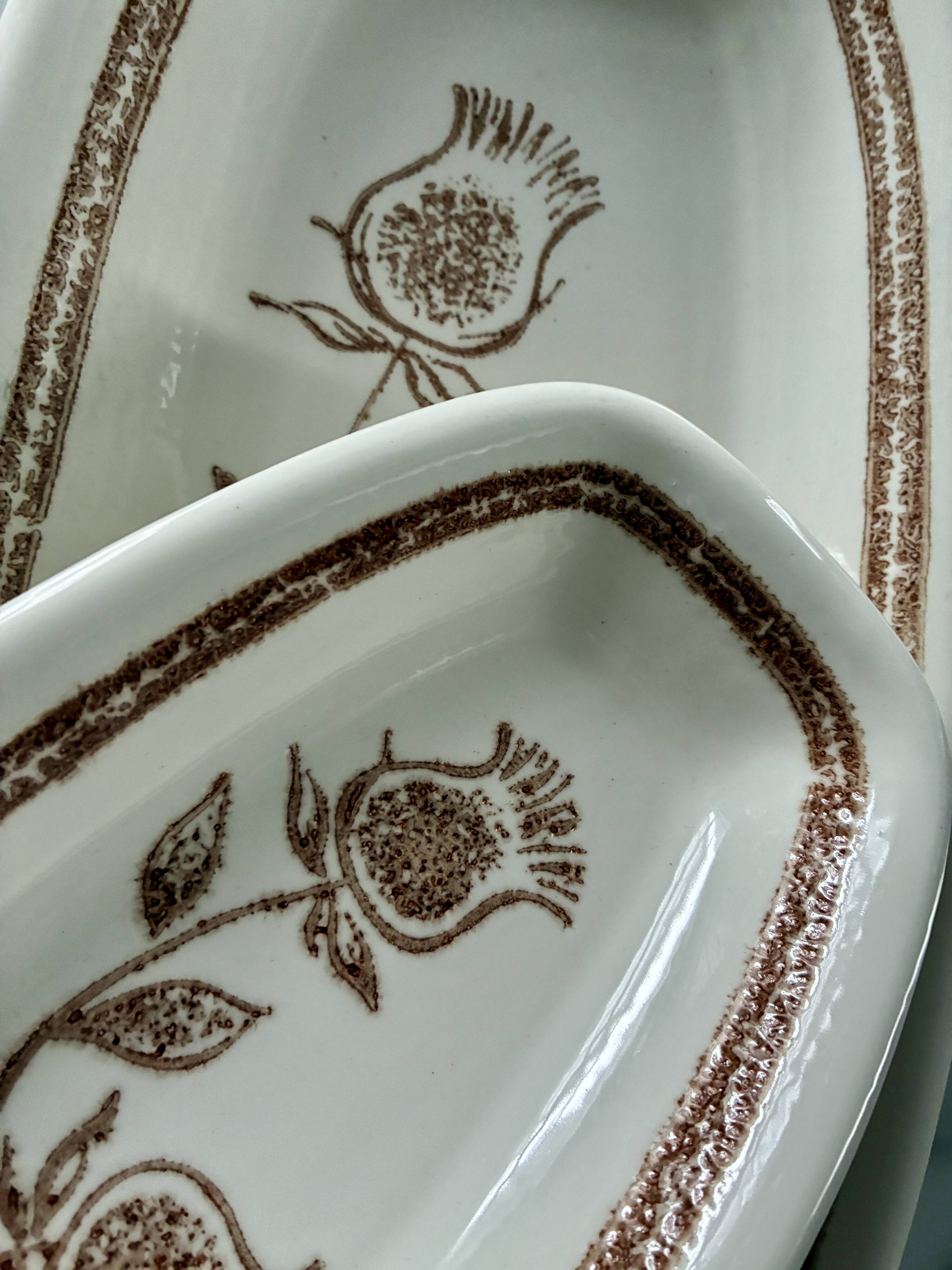 Lot 3 plats céramique vintage chardons