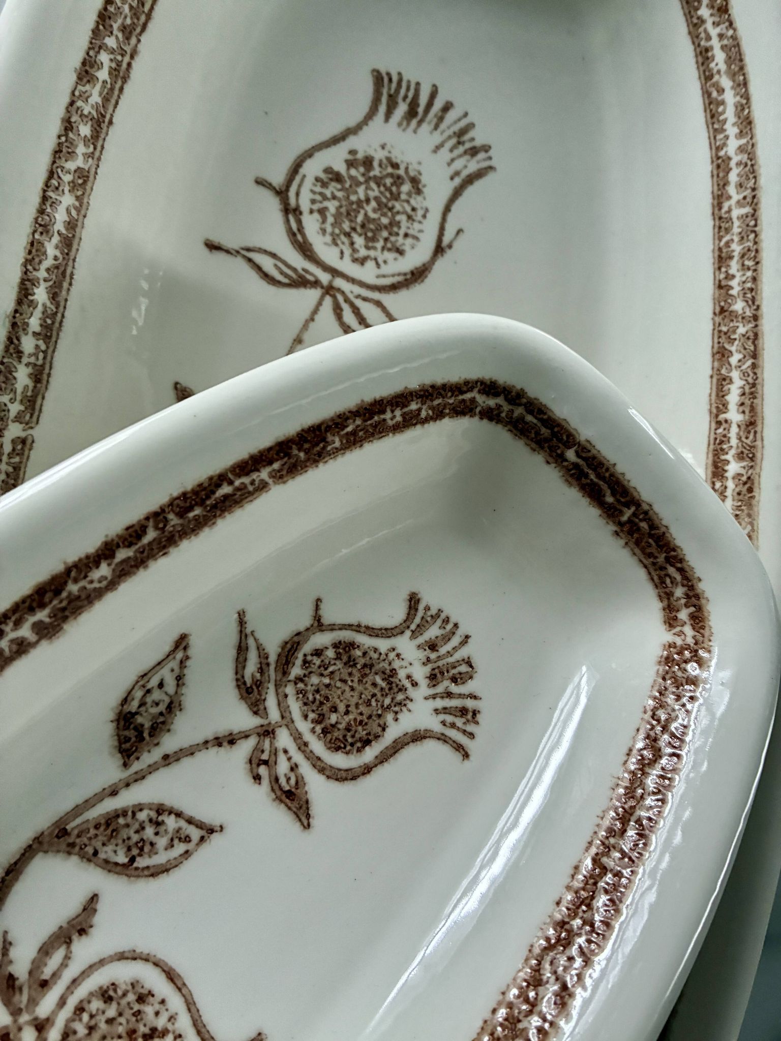 Lot 3 plats céramique vintage chardons