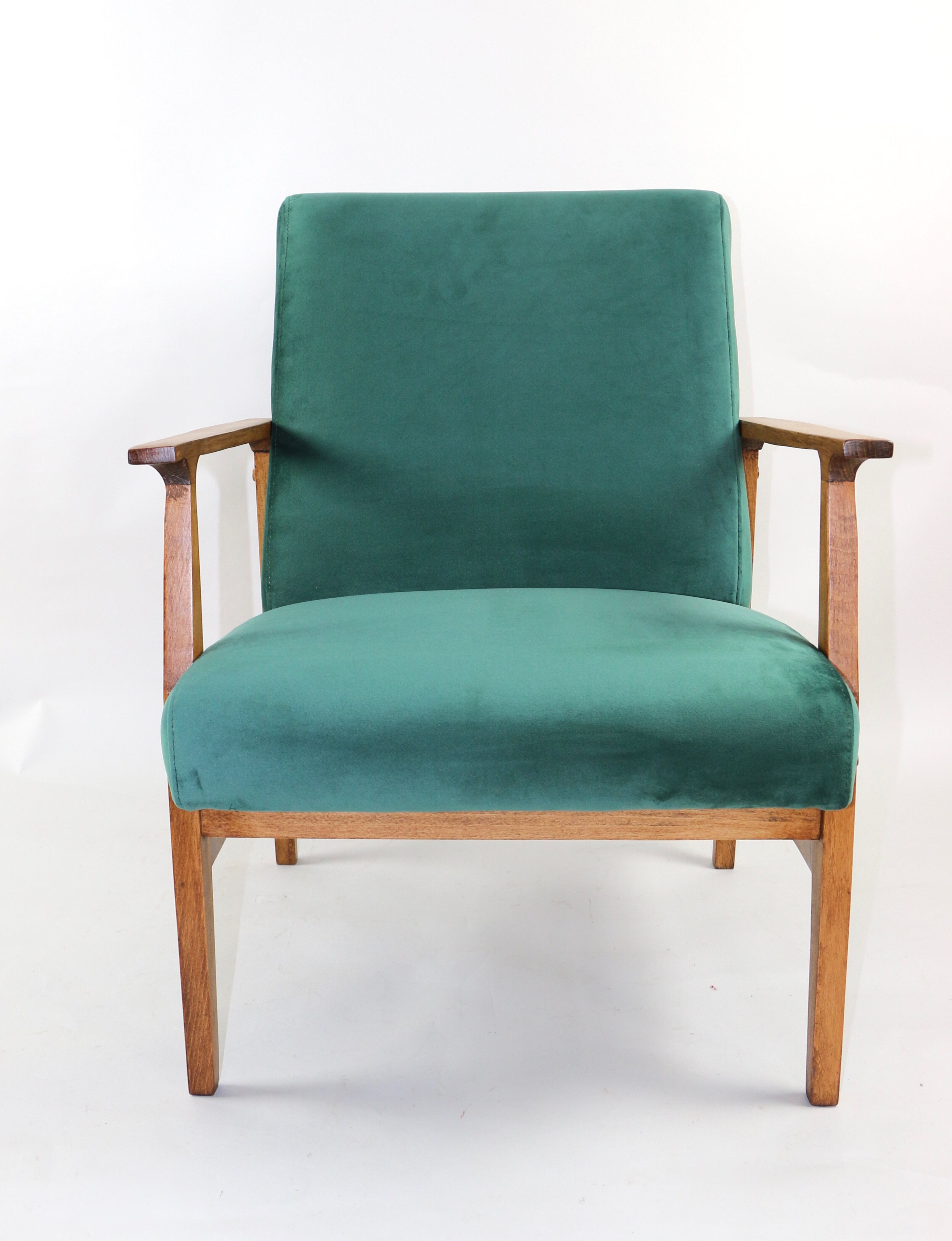 Fauteuil en velours vert vintage, 1970