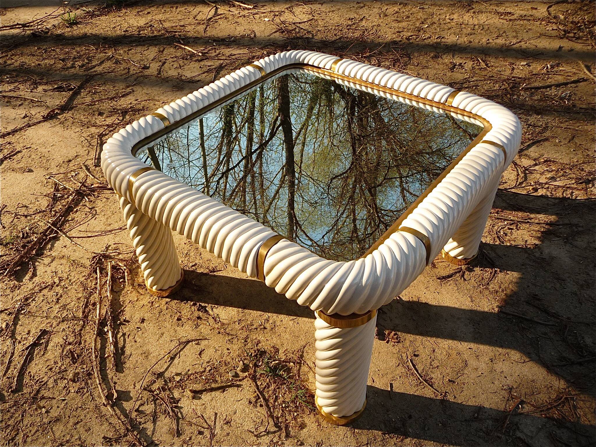 Ceramic and mirrored glass coffee table by Tommaso Barbi, Italy, 1960s.