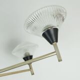 6-light mid century CHANDELIER pendant light glass aluminum and metal earyl 1960s