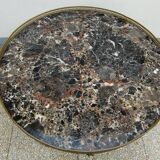 Table bouillotte style louis XV en marbre multicoloree noire