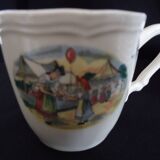 Six sarreguemines cups and saucers, obernai model