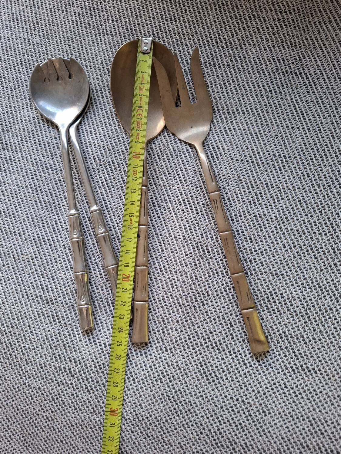 Vintage bamboo gilded brass cutlery