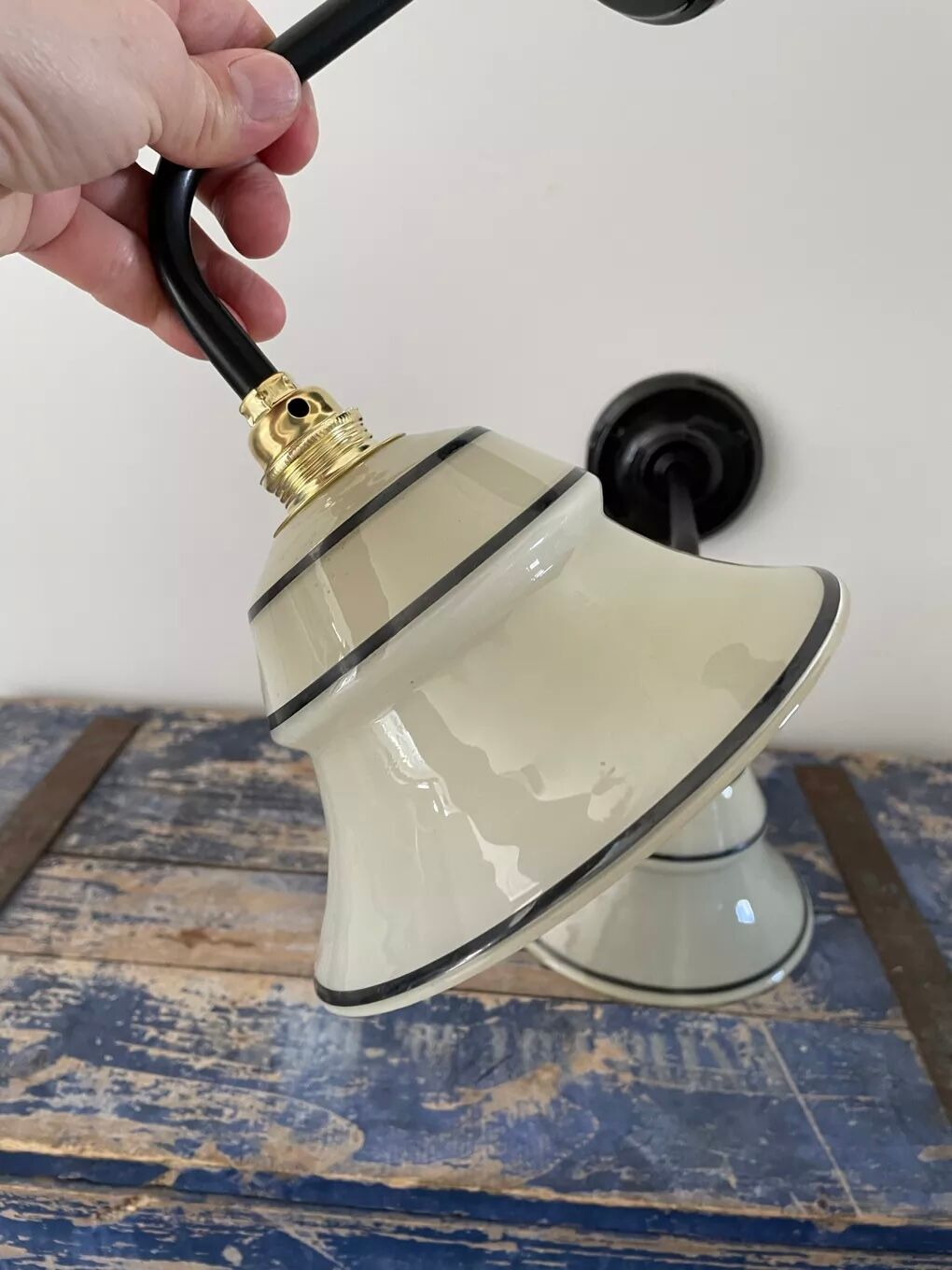 Set of two new electrified Art Deco wall lamps