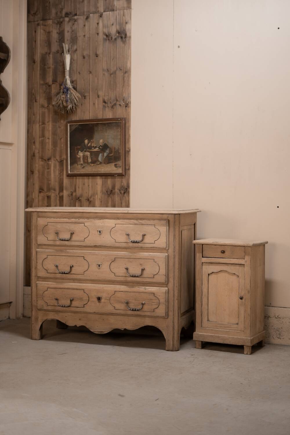 Antique oak bedside table