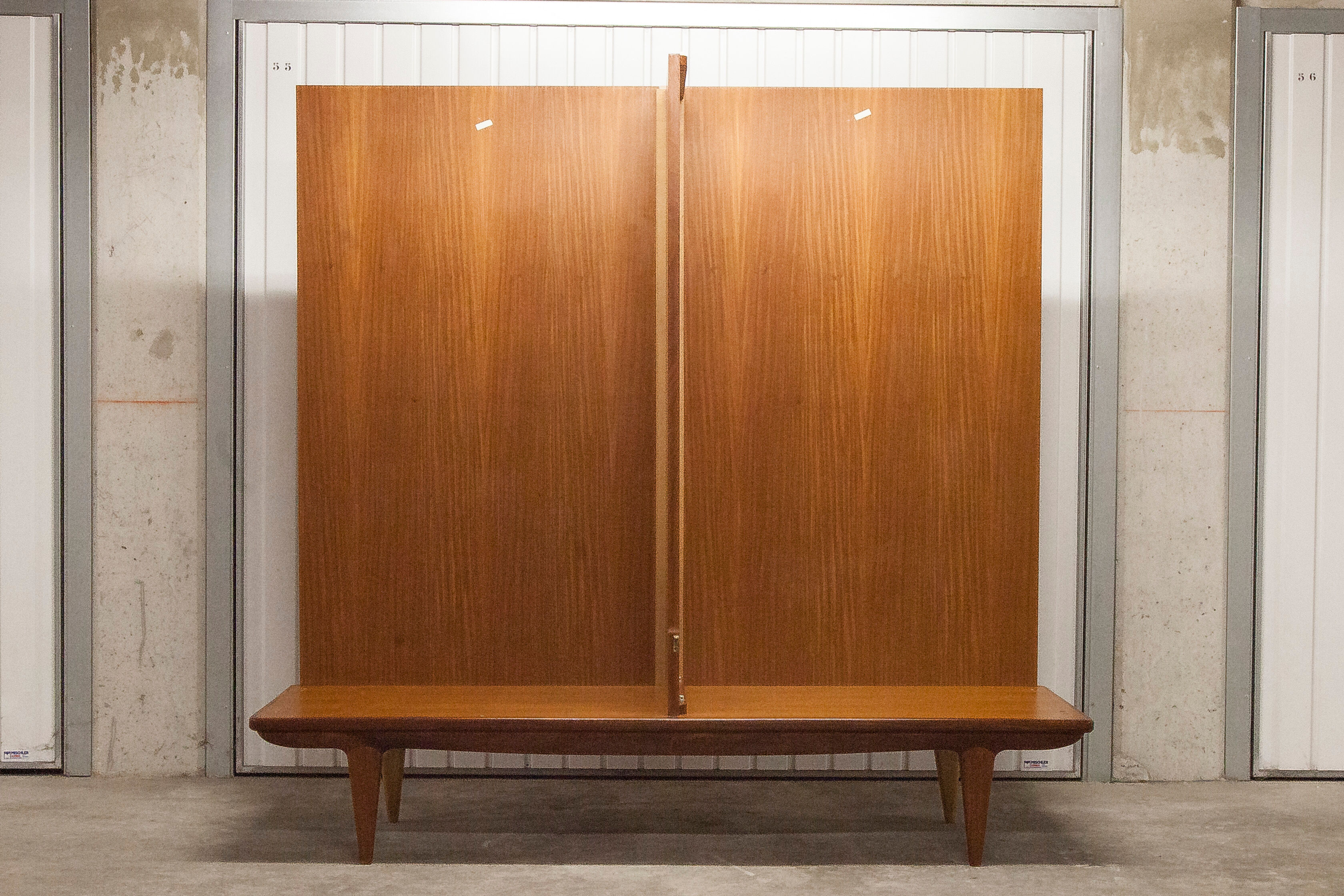 Scandinavian wardrobe 1960 teak 4 doors, 3 drawers, 2keys