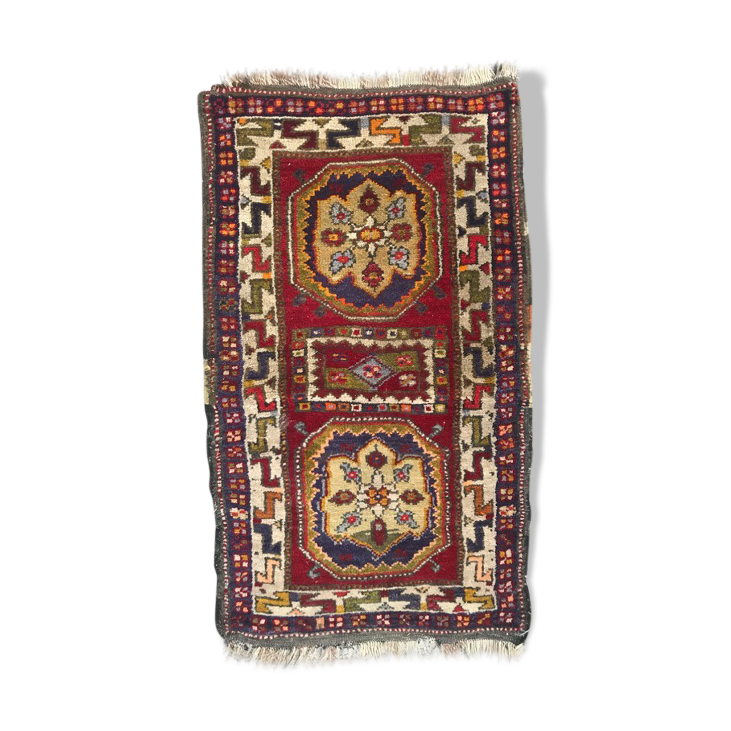 Very nice little carpet yastik anatolia handmade