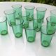 12 vintage Lesieur green glasses.