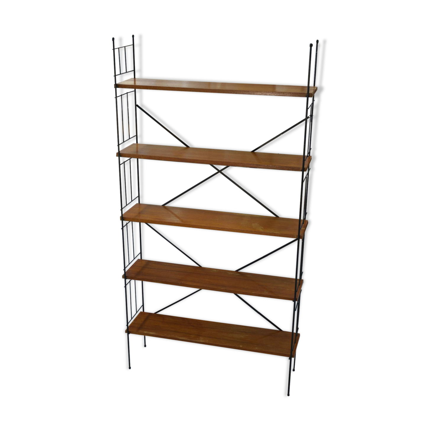 Shelf on legs with 5 teak veneer shelves from 1970.