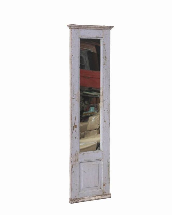 Grand Miroir Long Etroit Patine Violet Vieux Teck Inde