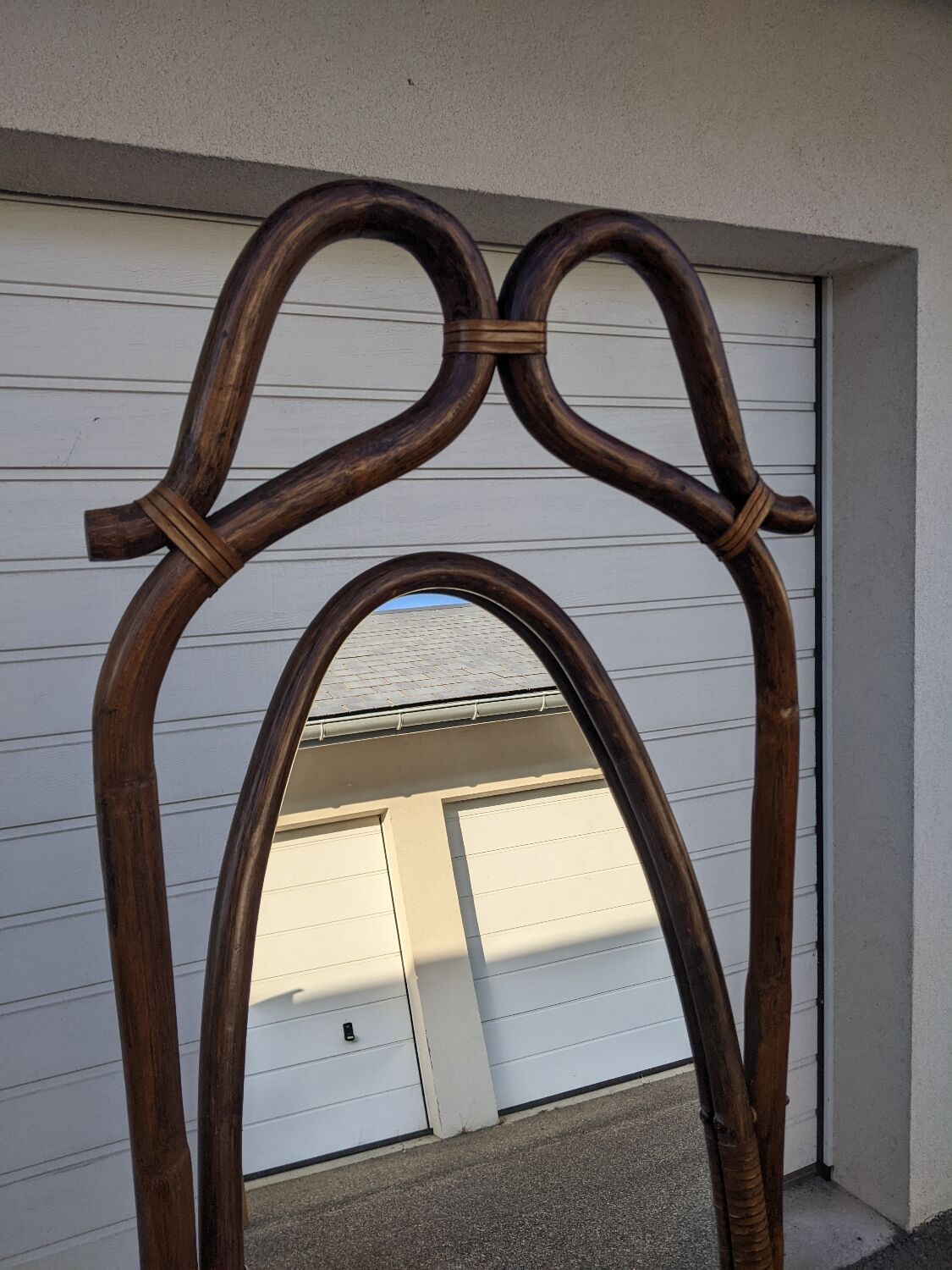 Rattan psyche mirror