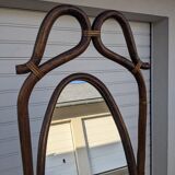 Rattan psyche mirror