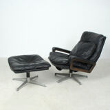 André vandenbrouck for straessle. armchair and ottoman, model 'king chair' and 'king pouf', 1970