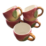 Service 5 tasses à thé barbotine rose