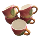 Service 5 tasses à thé barbotine rose