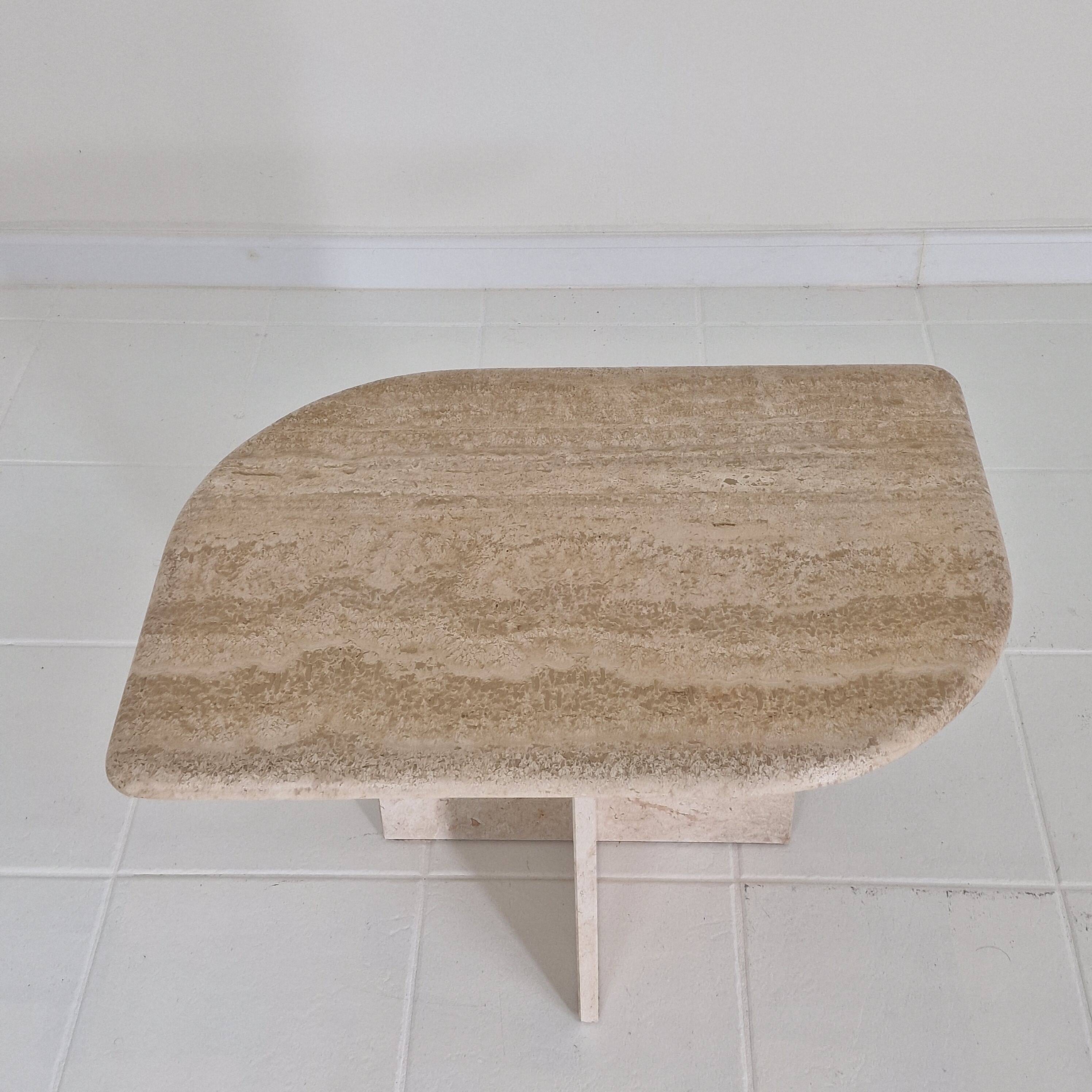 Travertine Coffee or Side Table in Teardrop Shape, Italy 1980s