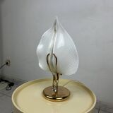 Vintage Hollywood Regency table lamp glass leaf