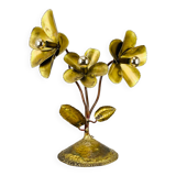 Lampe fleurs laiton doré années 70