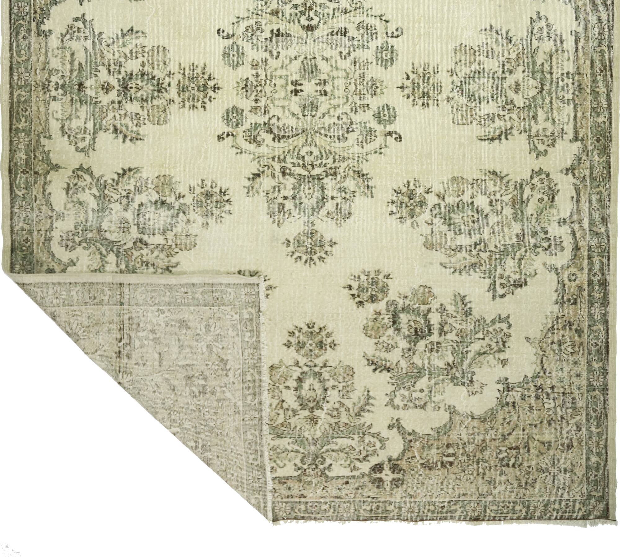 One-of-a-kind turkish handwoven vintage rug - rustic vintage charm 346x 239 cm