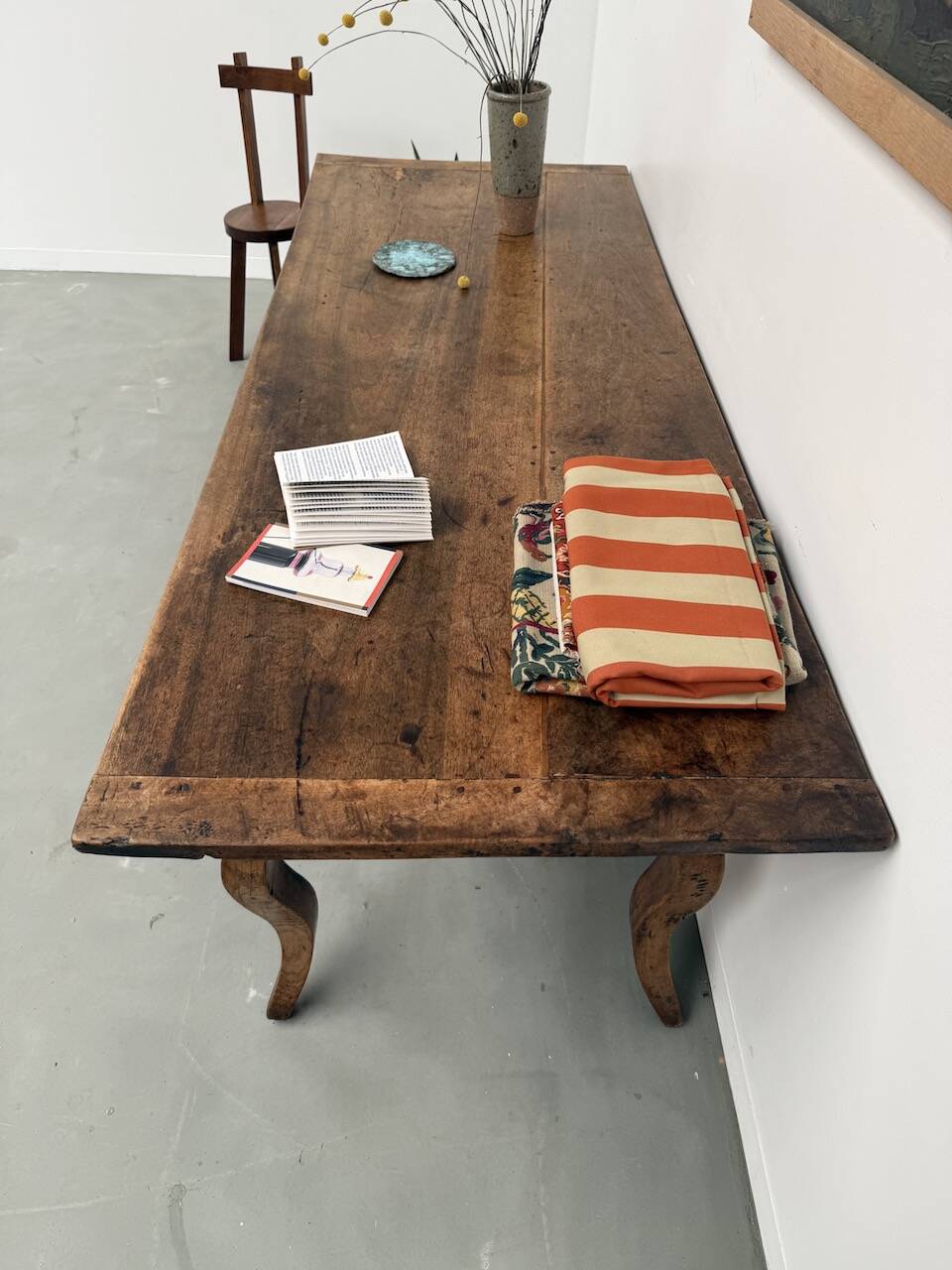 19th century walnut drapery table 2m1