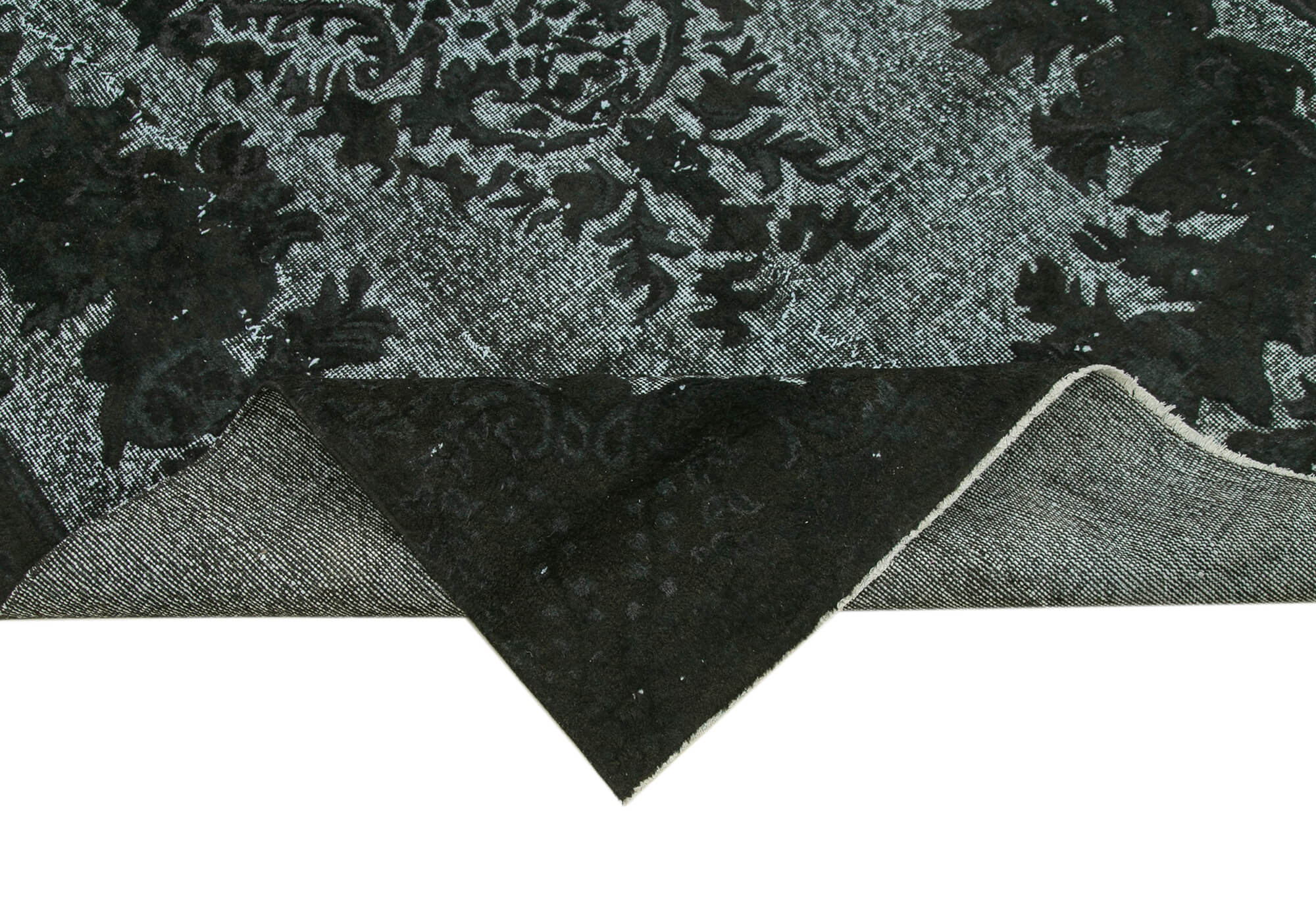 Hand-knotted antique turkish 1970s 167 cm x 300 cm black rug
