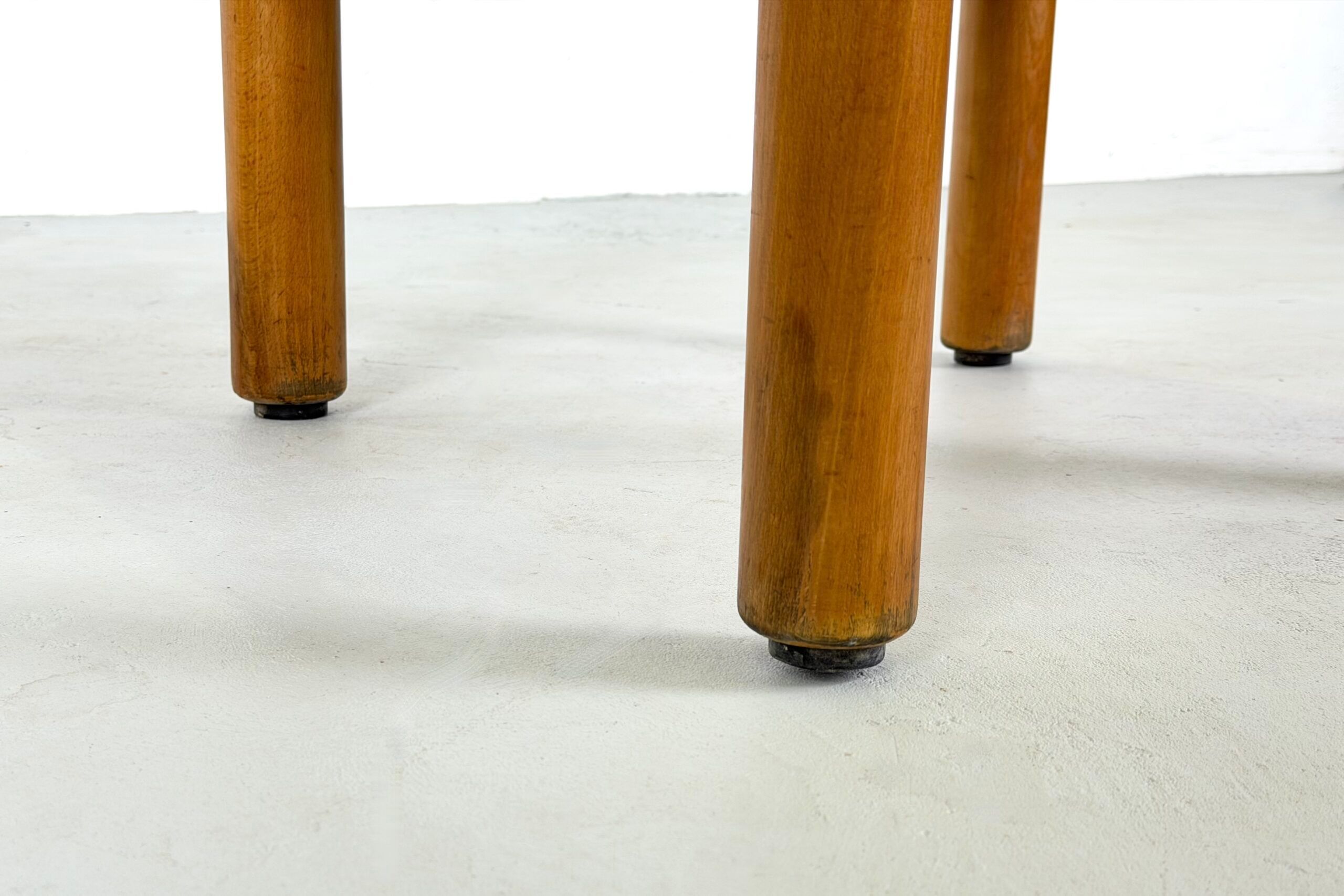 Beech coffee table with a blue formica top, France – 1960s