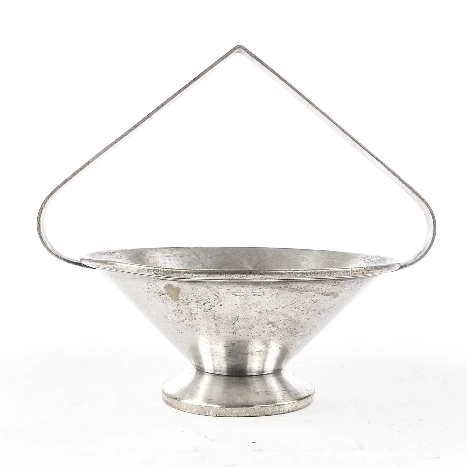 Sucrier Art Déco, en laiton argenté, Pologne, années 1930