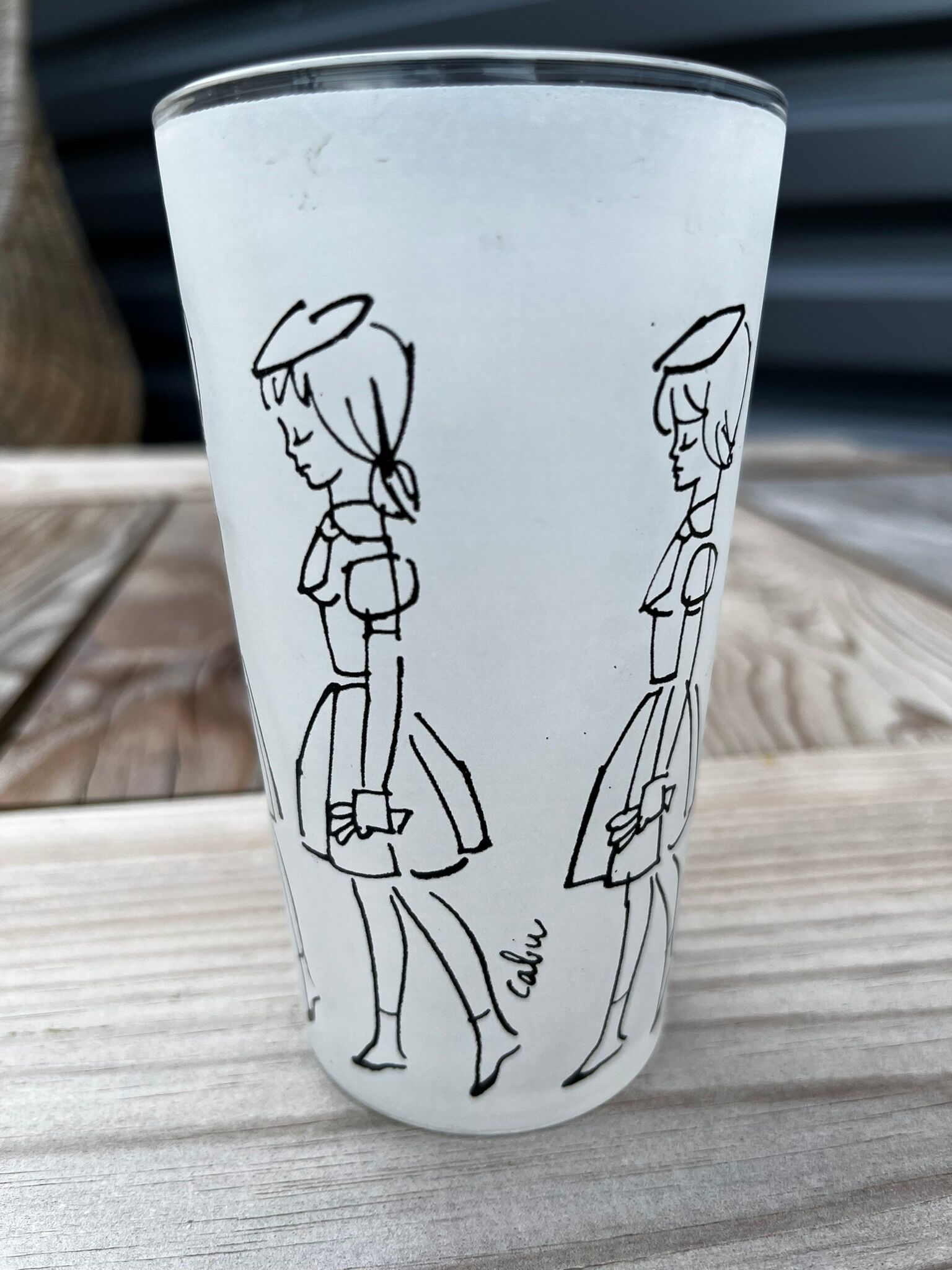 Vintage glass signed Cabu