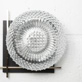 1960 wall light, black metal glass and gold brass rods