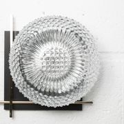 1960 wall light, black metal glass and gold brass rods