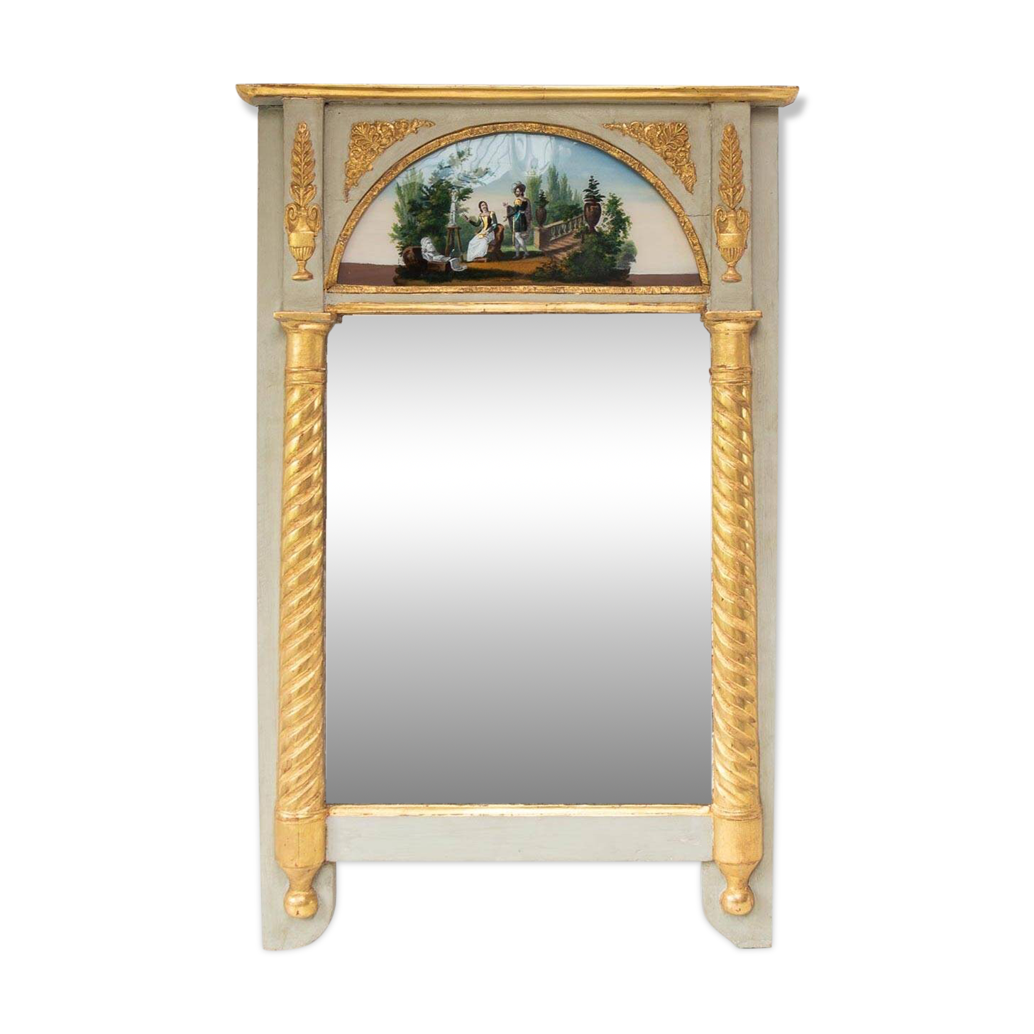 Antique "Restoration" period mirror with under-glass painting circa 1830