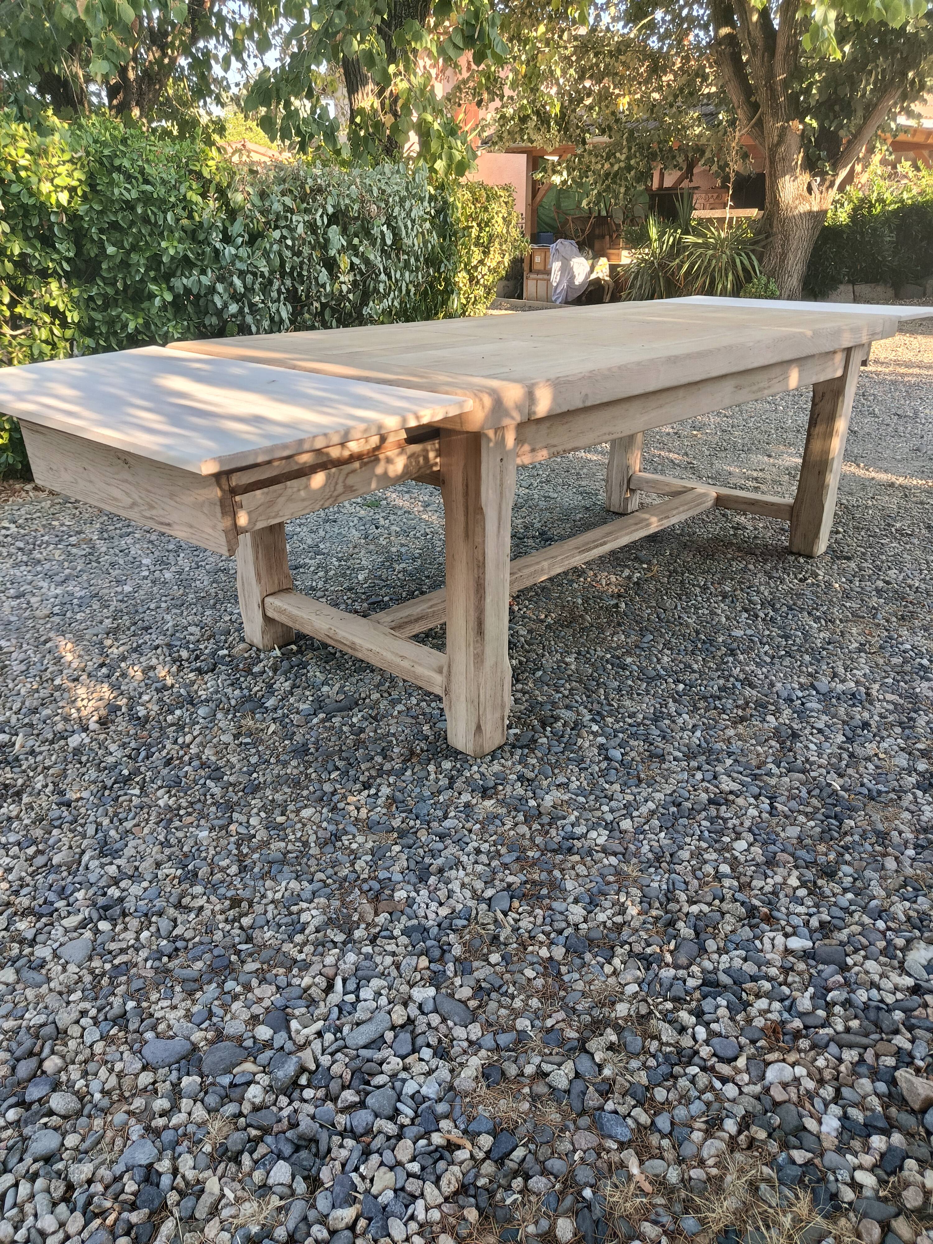 Solid oak farmhouse table with extension