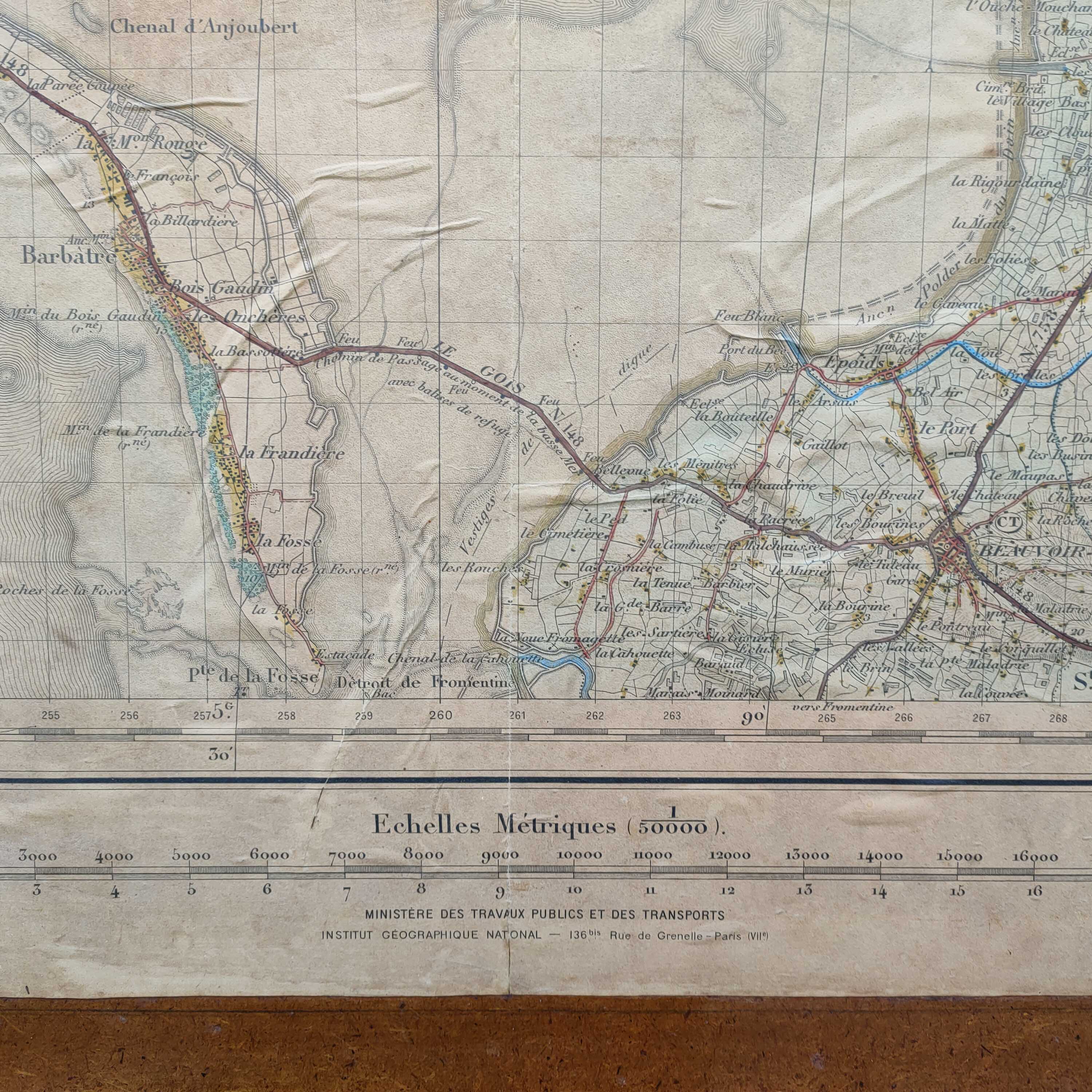 Old map Nantes and Vendée 162cm by 114cm