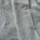 Old hand-embroidered linen sheet 2.42 x 3.17 m MR monogram Early 20th art deco