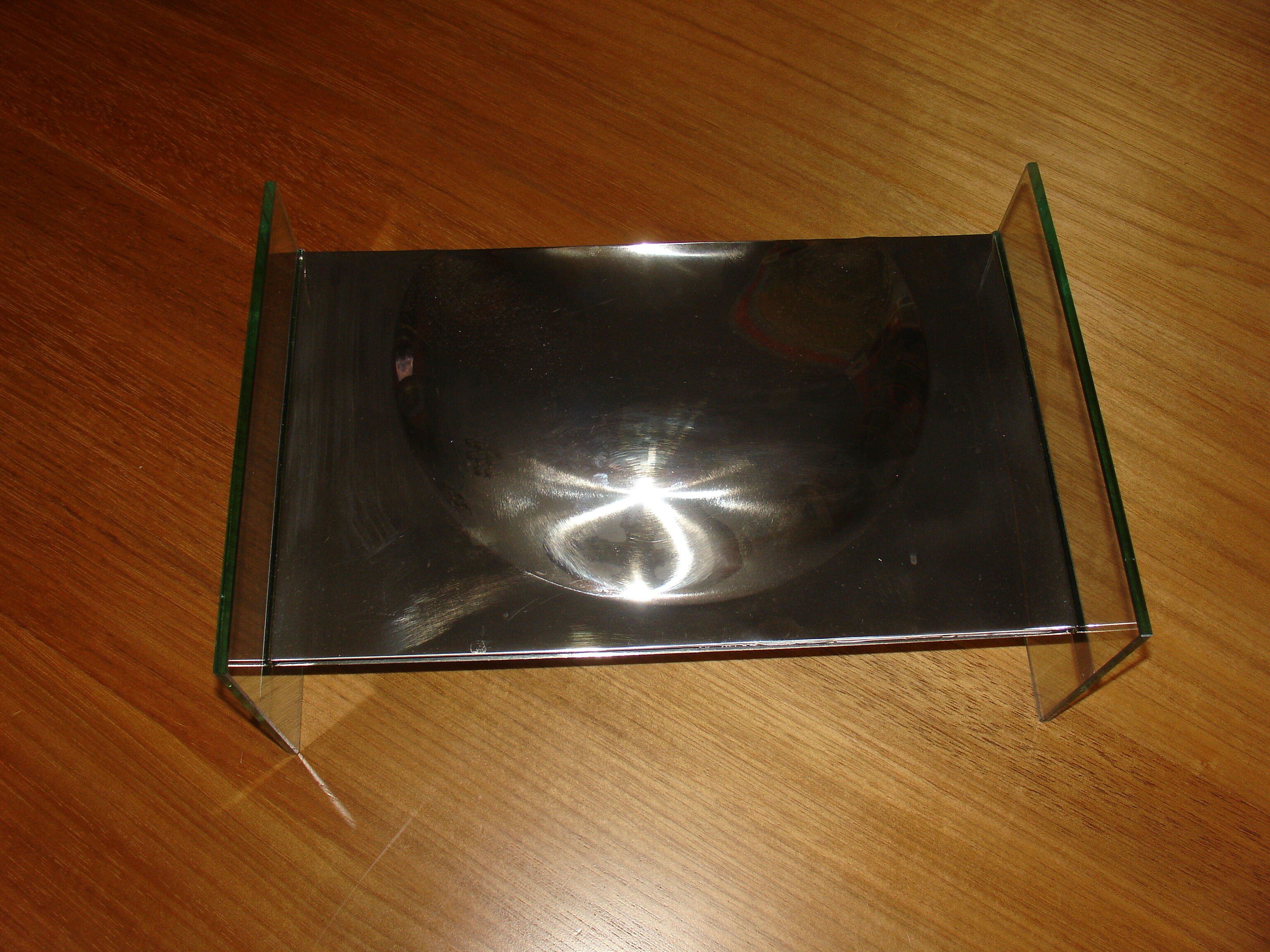 Glass and steel vase, circa 1970