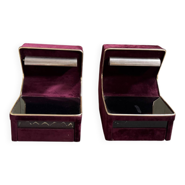 50s velvet bedside tables