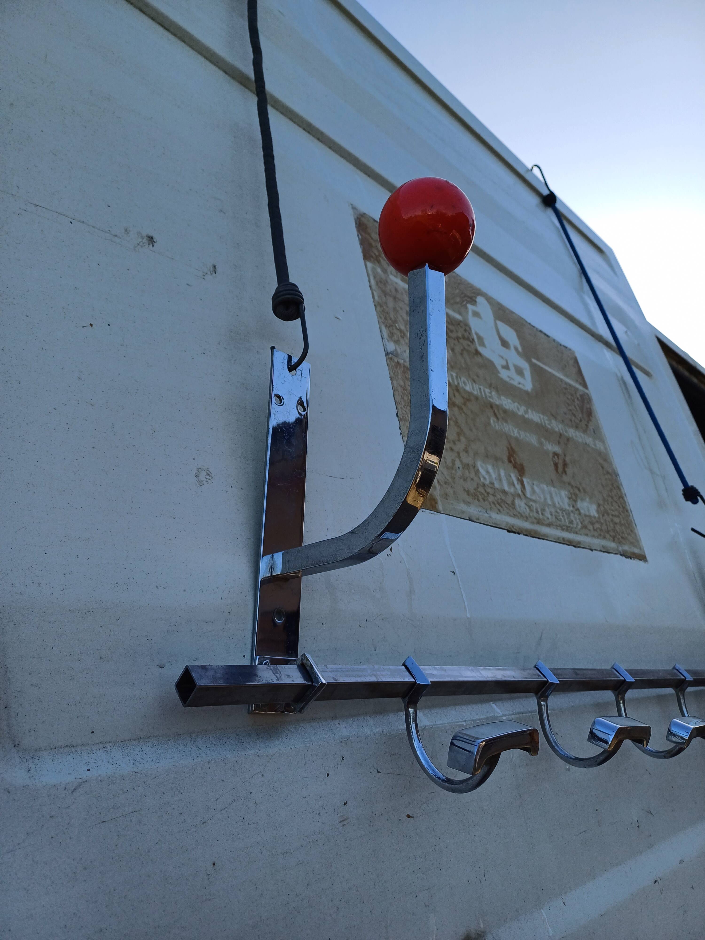 Vintage chrome coat rack and plastic balls