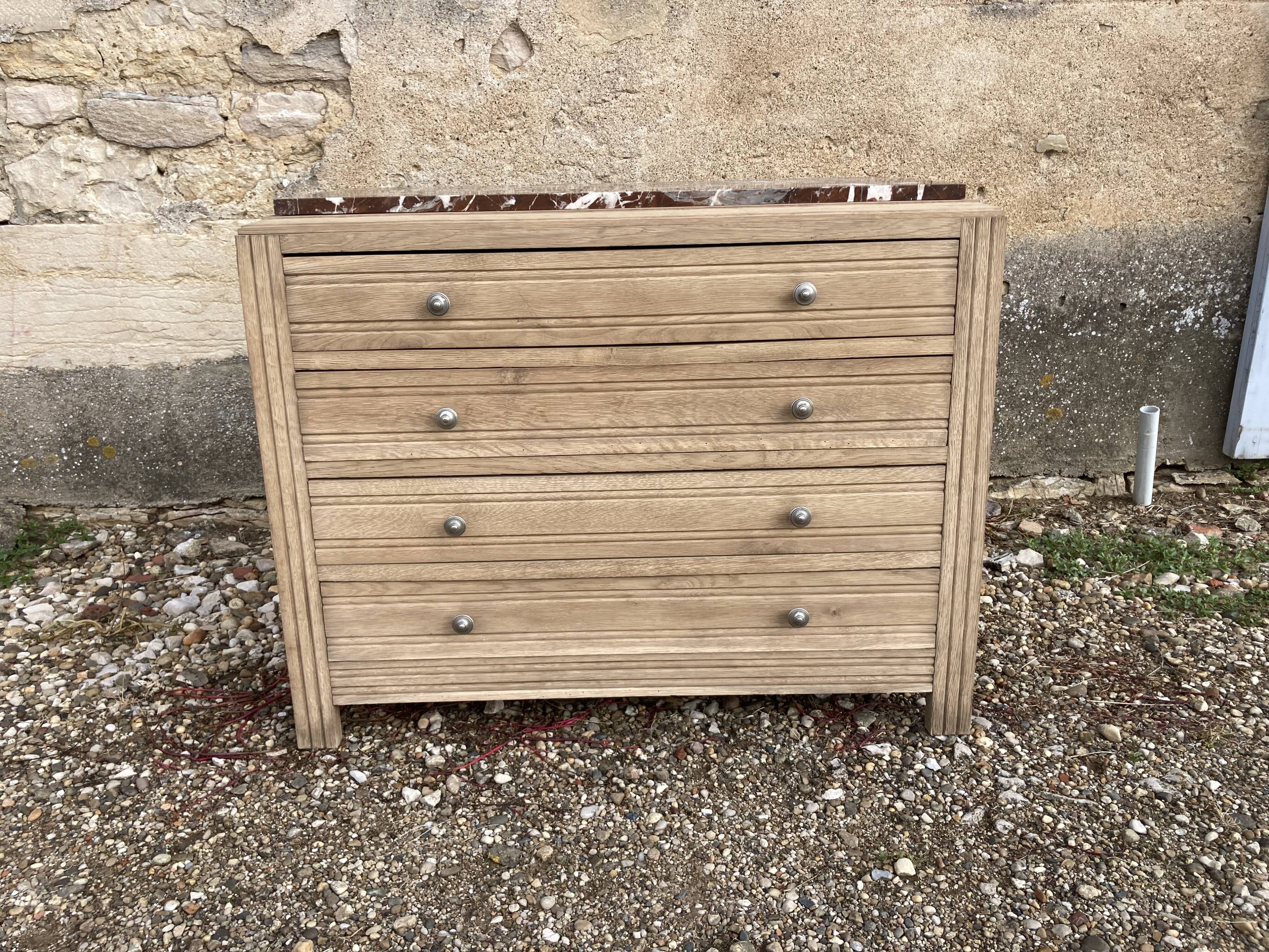 Art Deco chest of drawers in solid oak