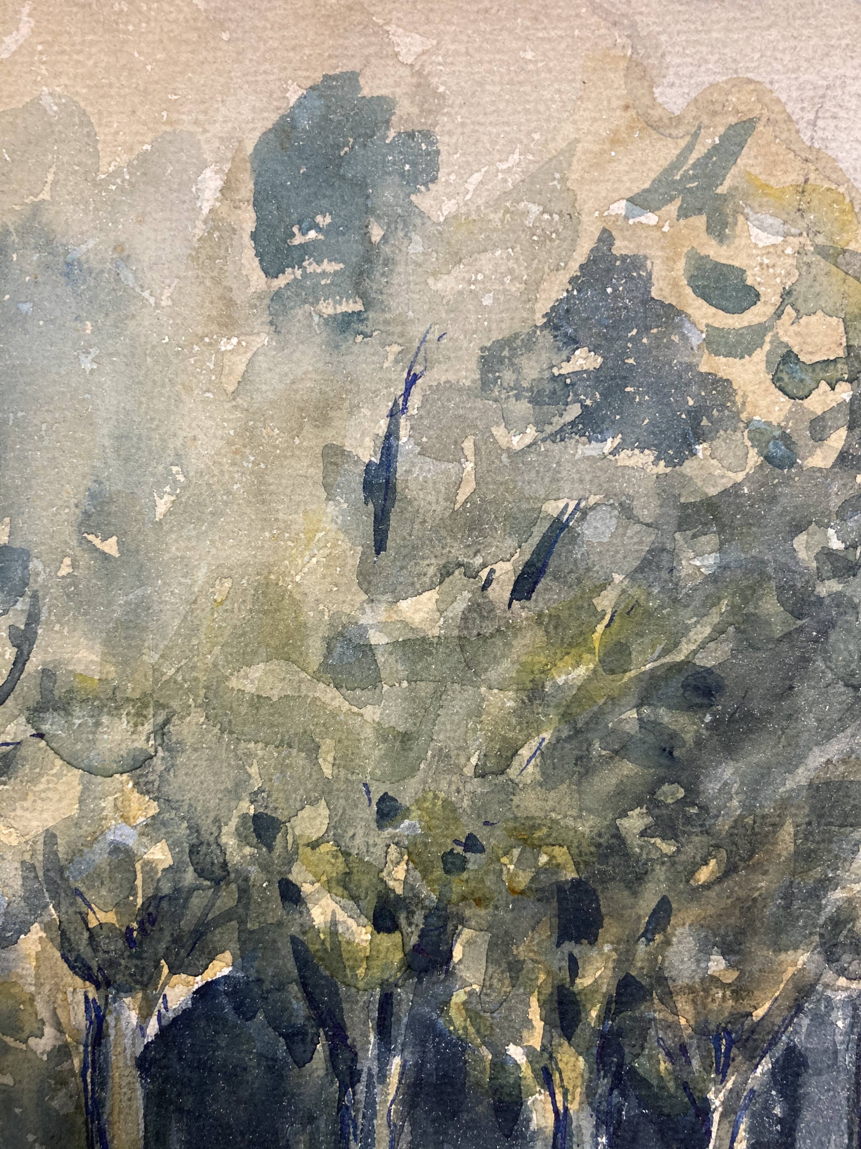 Landscape with watercolor signed