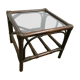 Table d'appoint en rotin avec sa plaque en verre