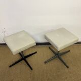 Pair of vintage metal and leatherette stools