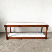 Italian modernist shelf in teak and Carrara marble, 1950s