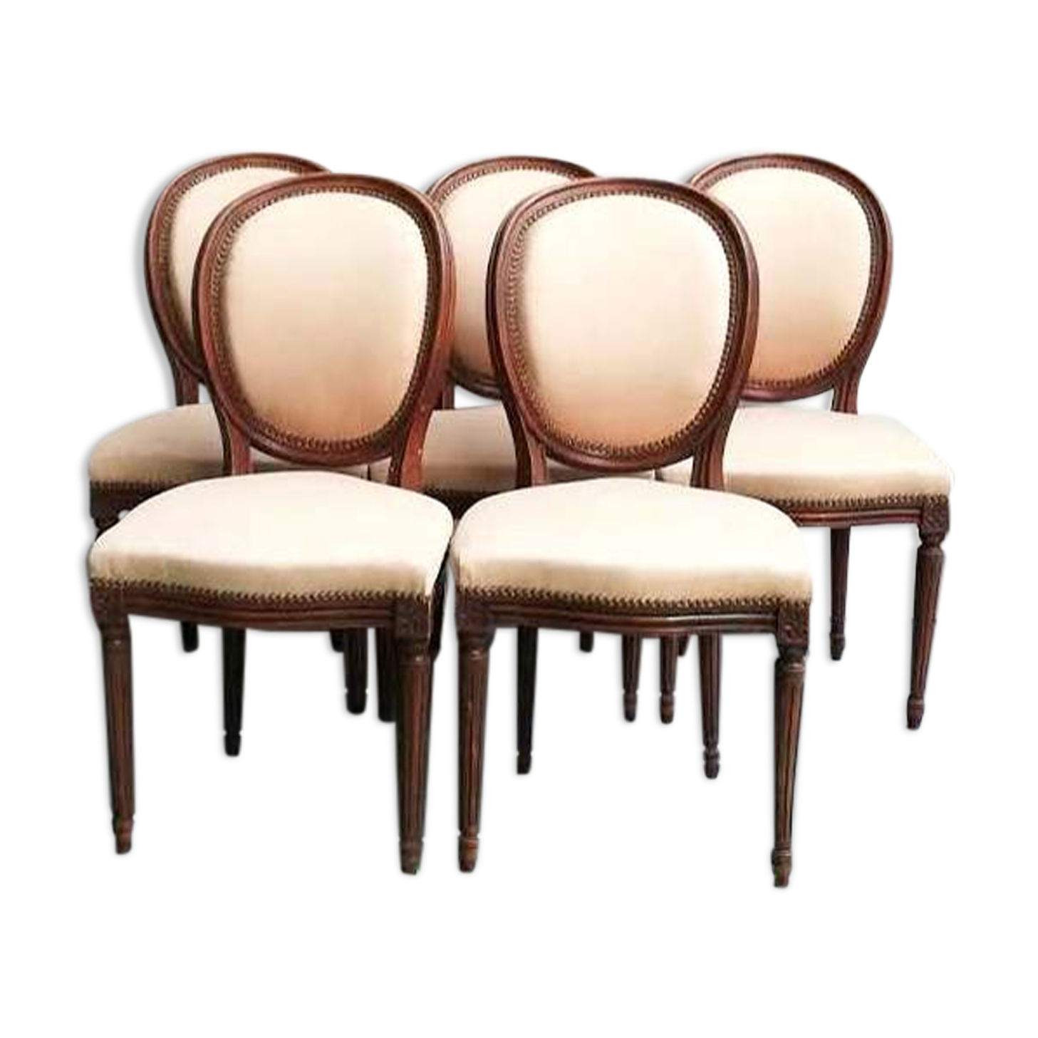 Lot de 5 chaises médaillon style Louis XVI